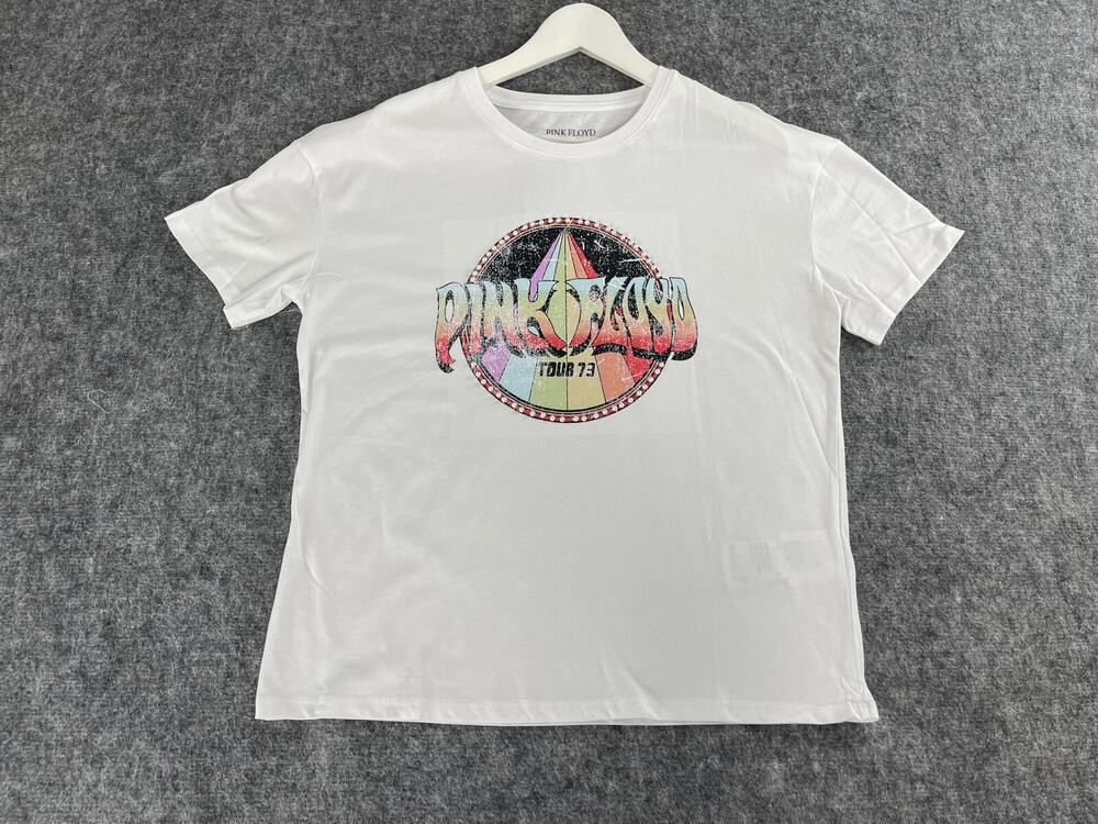 Kiabi Pink Floyd Shirt Womens Size XL 73 Tour Tee White Beaded Rock Band N253